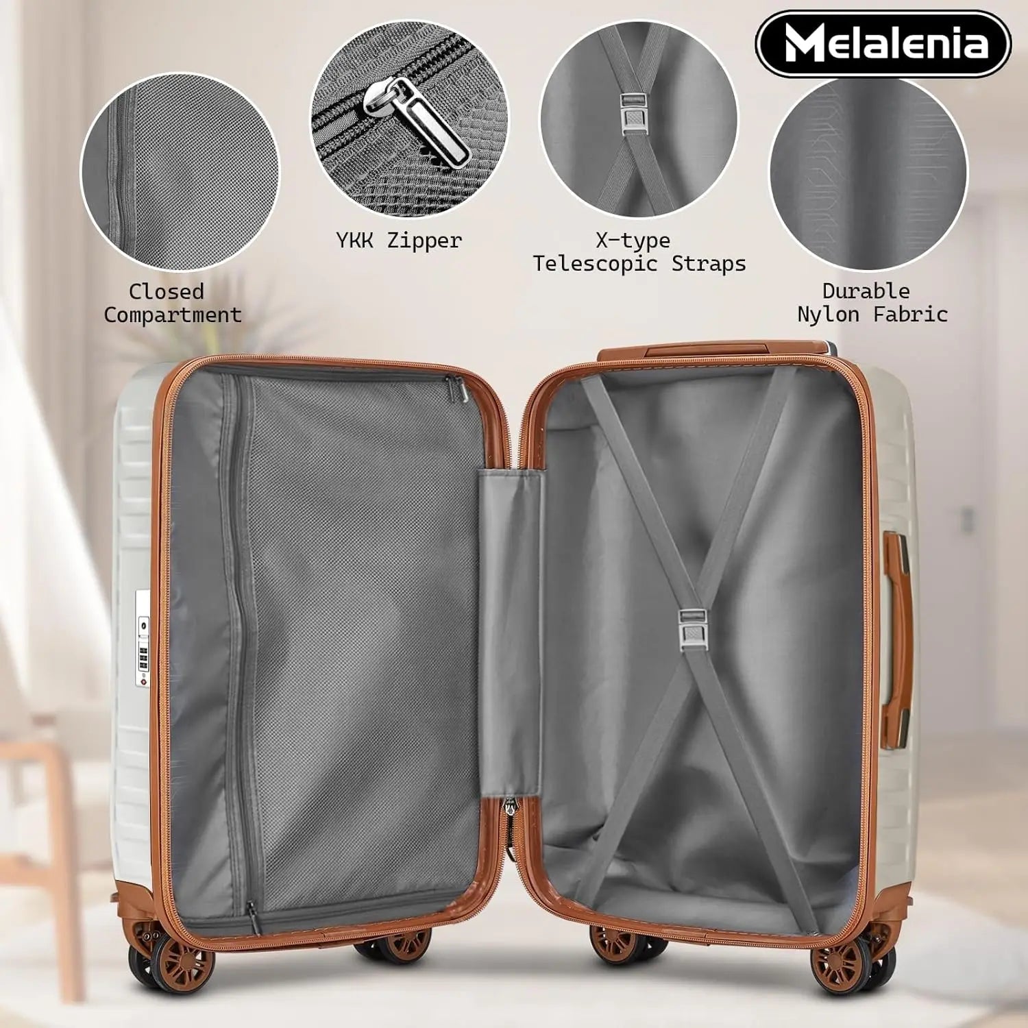 7ce Lightweight Durable Luggage Set, Family Travel Suitcase with TSA Lock and Smooth Spinner Wheels-Pie