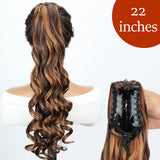 34inches Synthetic Ponytail Hair Extension Clip in Fake Wig Hairpiece Blonde Wrap Around Pigtail Long Smooth Overhead Pony Tail