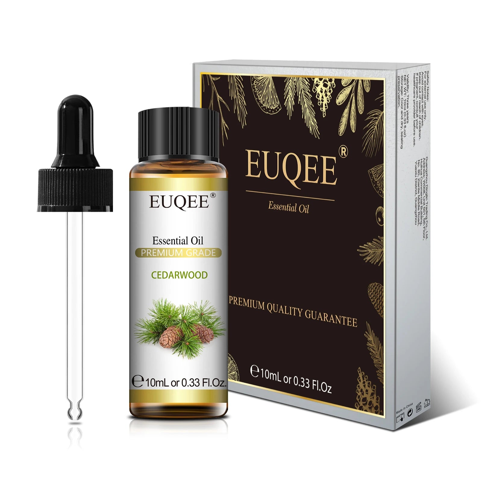 Óleo Essencial Natural de Plantas EUQEE 10ml com Conta-gotas para Difusor e Umidificador – Lavanda, Jasmim, Eucalipto e Baunilha