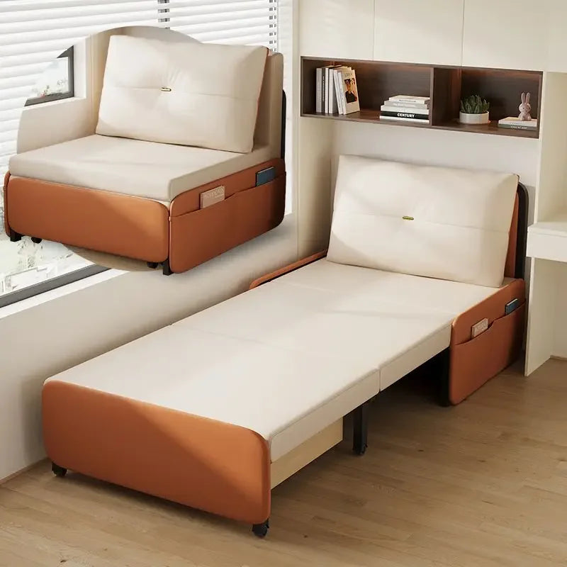 Single sofa bed folding dual-purpose small apartment rental apartment simple sofa lazy people can lie and sleep cat grab cloth