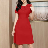 Zanzea-Elegante vestido de festa manga curta feminino, vestido de verão, sólido, escritório, OL, elegante, vestido em linha, casual robe laço