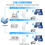 Repetidor WiFi inalámbrico de 1200 Mbps, amplificador de señal WiFi de doble banda 2,4 G, 5G, amplificador WiFi Gigabit 802.11ac, enrutador WPS.