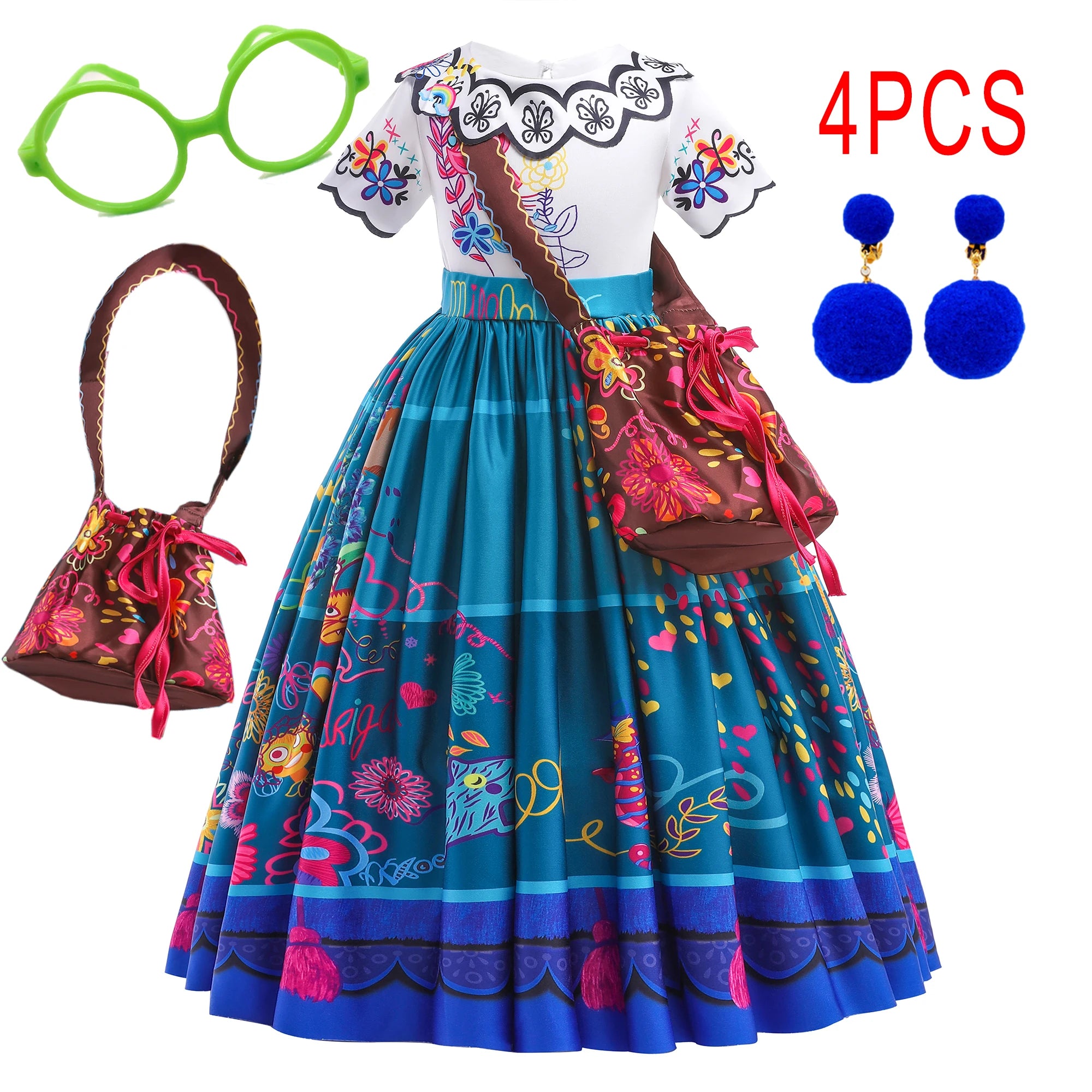 Mirabel Encanto Costume For Girls Carnival Halloween Costumes Kids Birthday Party Princess Girl Cosplay Dress Suits Evening Gown