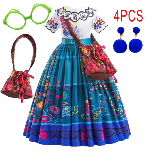 Mirabel Encanto Costume For Girls Carnival Halloween Costumes Kids Birthday Party Princess Girl Cosplay Dress Suits Evening Gown