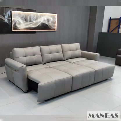 MINGDIBAO Electric Convertible Sofa Bed Italian Genuine Leather Sleeper Couch Multifunction Folding Sofas Beds for Cinema Room