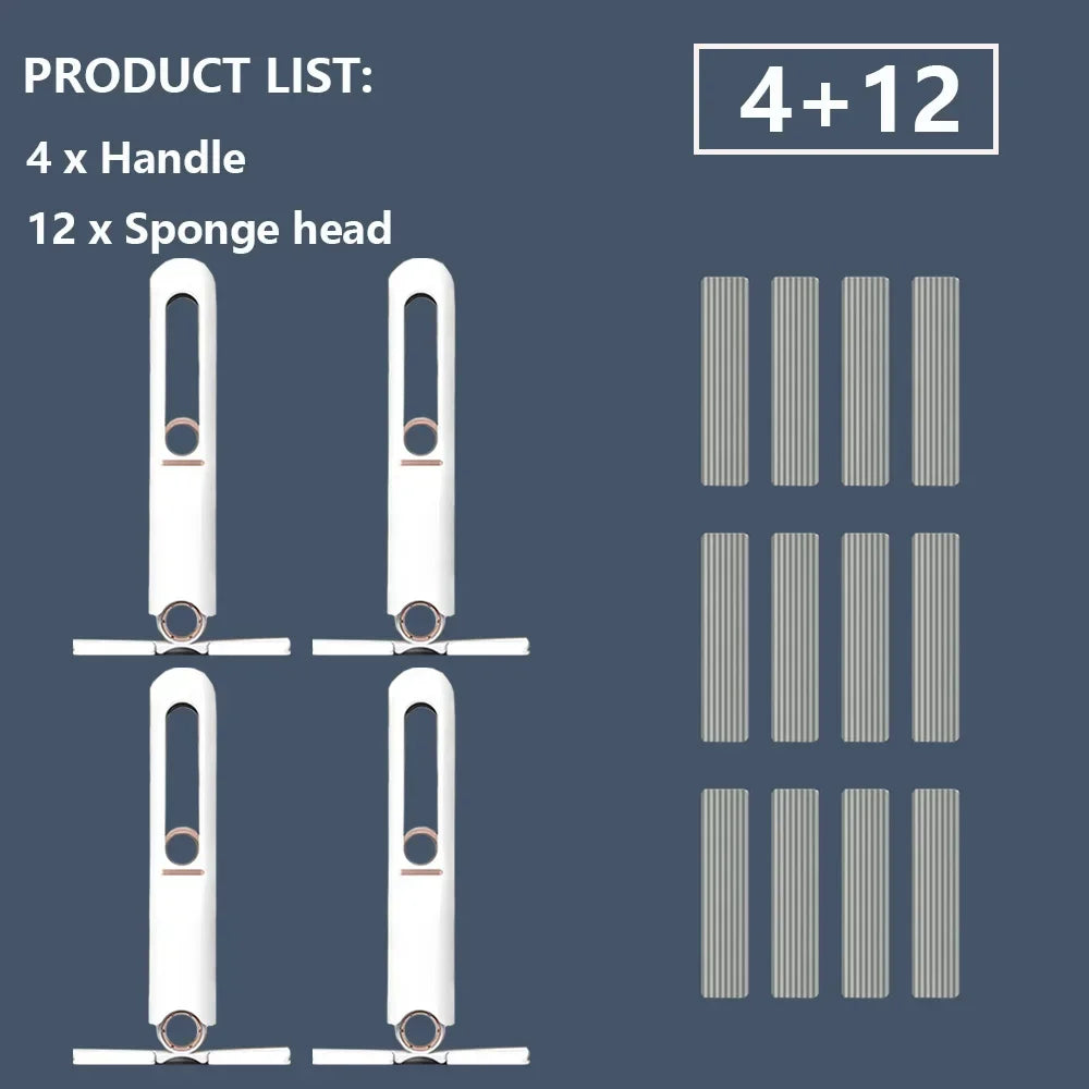 2-24Pcs Mini Mop Powerful Squeeze Mini Mop Folding with Self-Squeezing for Floor, Kitchen, Toilet, Washing Desk, Window, Car Cleaning Tools