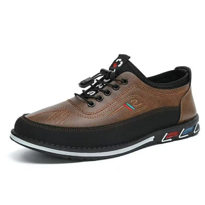 Spring Luxury Men's Casual Leather Shoes Elastic Band Business Flats Loafers for Men Soft Sole Peas Shoes Soft Men's Sneakers