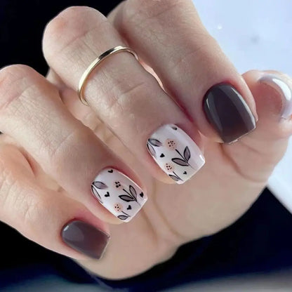 24Pcs/Box Aurora False Nail Detachable Short Round Fake Nails for DIY for Salon French Nail Tips Full Cover Press On Nails