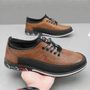 Spring Luxury Men's Casual Leather Shoes Elastic Band Business Flats Loafers for Men Soft Sole Peas Shoes Soft Men's Sneakers