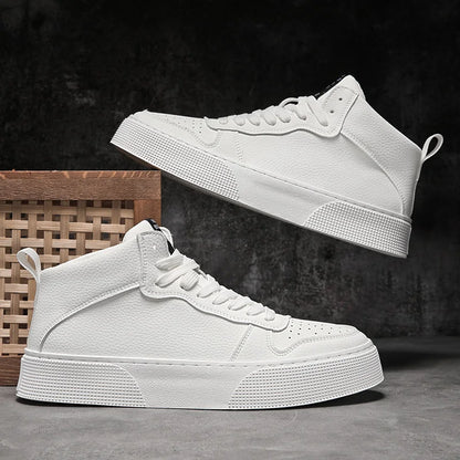 IGxx High top Shoes Zip Lace-up Leather Men's Sneakers Punk Ankle Boots For Men Hook&Loop Shoes White indestructible lacoste