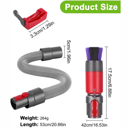 Dusting Brush Flexible Extension Hose for Dyson Outsize/ V7/ V8/ V10/ V11/ V15 Vacuum Cleaner Self-cleaning Soft Bristles Access