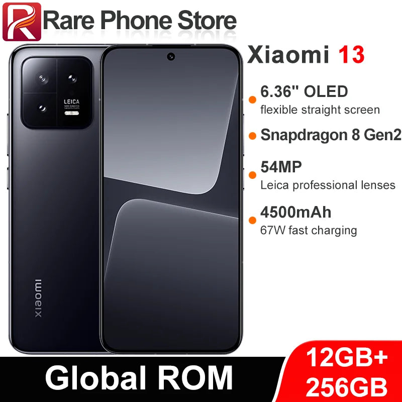 CN Global ROM Xiaomi Mi 13 256GB/512GB 54MP+32MP Camera Snapdragon 8 Gen 2 6.36” OLED Screen 67W Fast Charging 4500mAh Battery