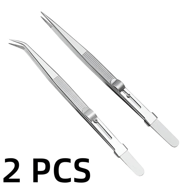 Anti-static Stainless Steel Adjustable Tweezers, Slide Lock Tweezers, Jewelry Making Tool, Electronic Components Repair Tools 