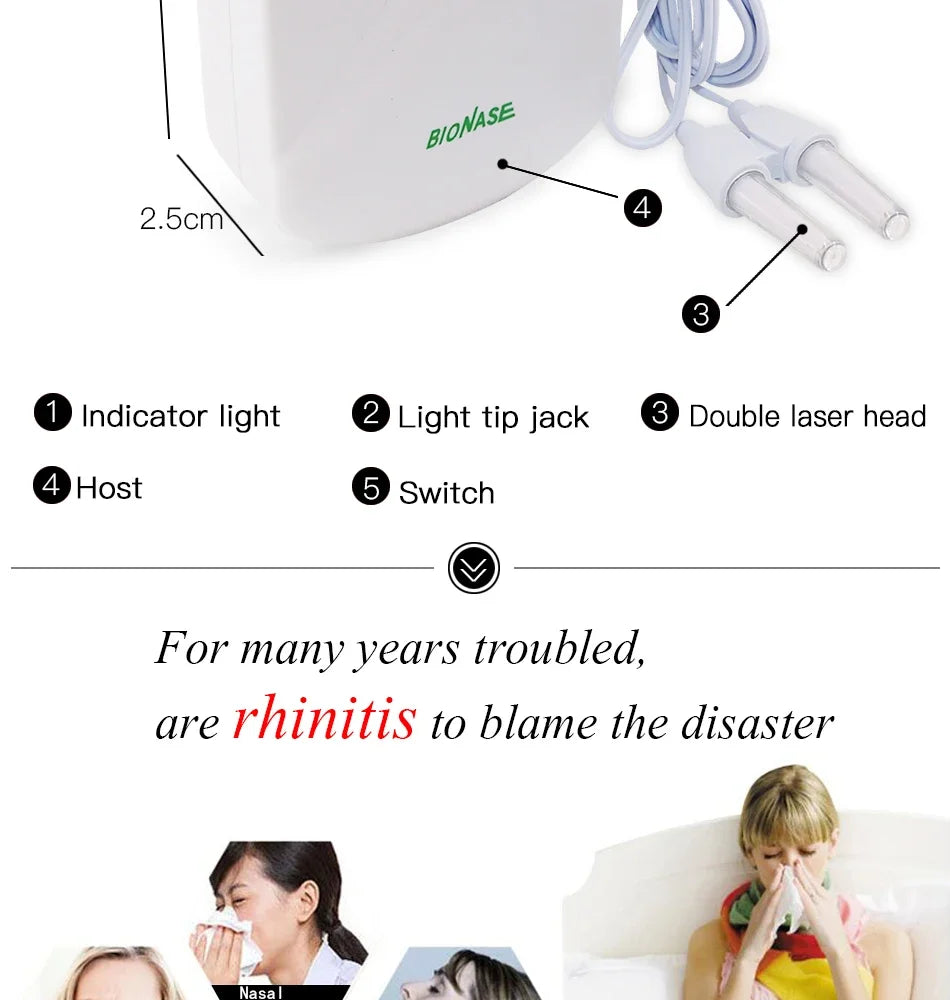 Rhinitis Relief Instrument Sinusitis Therapy Massage Machine Hay fever Low Frequency Pulse Laser Pen Nose Treatment Health Care
