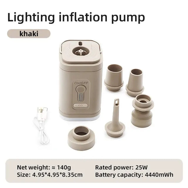 Bomba de aire eléctrica portátil, compresor de aire inalámbrico, inflador/desinflador para cojines inflables, camas de aire, botes y flotadores. 