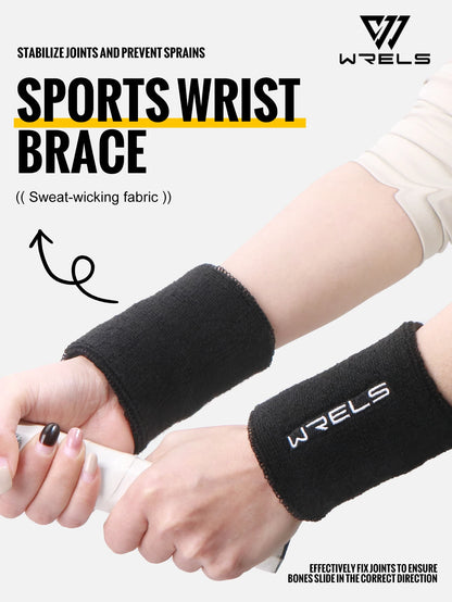 WRELS Wristbands Terry Cloth Moisture Wicking for Sports Tennis Gym Work Out Wristbands Sweatbands Absorbent Wrist Sweat Bands