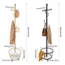 Perchero organizador de pie para abrigos y sombreros con rueda móvil, perchero para entrada con cesta de almacenamiento, herramientas elegantes para el hogar