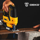 DEKO 220V DKJS55XL65 550W JIG SAW Woodworking Electric Tools Electric Saw With Guide Ruler Saw Blade Allen Wrench