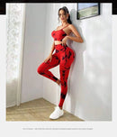 Conjunto deportivo de yoga con teñido anudado para mujer, conjunto deportivo de fitness, sujetador deportivo y leggings de cintura alta, ropa de gimnasio, trajes deportivos sin costuras