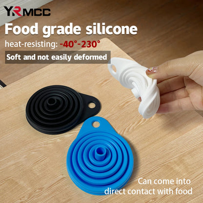 Funil dobrável para motor de carro, 2 peças, silicone, líquido, arruela, óleo de motor, ferramentas de mudança de gasolina para motocicleta, acessórios de carro