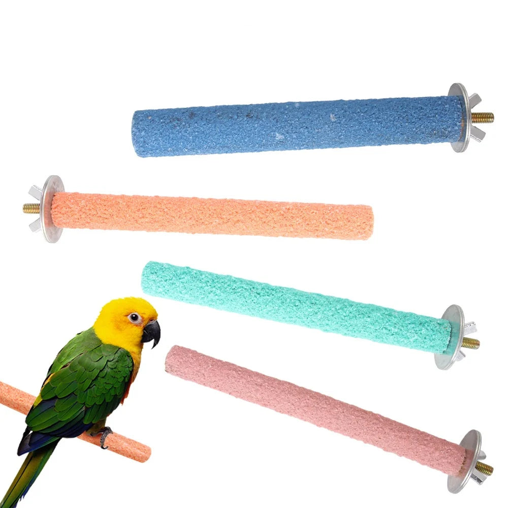 Barra para afilar picos y garras de pájaro, palo de pie, estación para loros, suministros para pájaros, soporte para afilar garras de loro, accesorios para jaulas