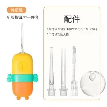 LUSN Cartoon Baby Ear Cleaner Earwax Removal Tool Flashlight Earpick Ear Cleaning Luminous Ear Curette Light Spoon For Children