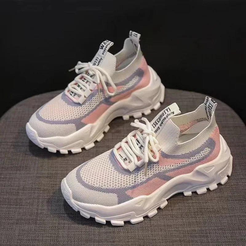 2024 Fashionable Flying Woven Women's Running Shoes Korean-Style Women's Shoes Breathable Lightweight Sports Shoes Ladies Shoes