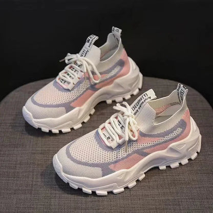 2024 Fashionable Flying Woven Women's Running Shoes Korean-Style Women's Shoes Breathable Lightweight Sports Shoes Ladies Shoes