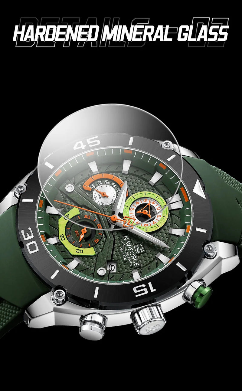 NAVIFORCE Sport Watch for Men Waterproof Quartz Wristwatch Chronograph Military Clock With Luminous Reloj Hombre Male Gift 2024
