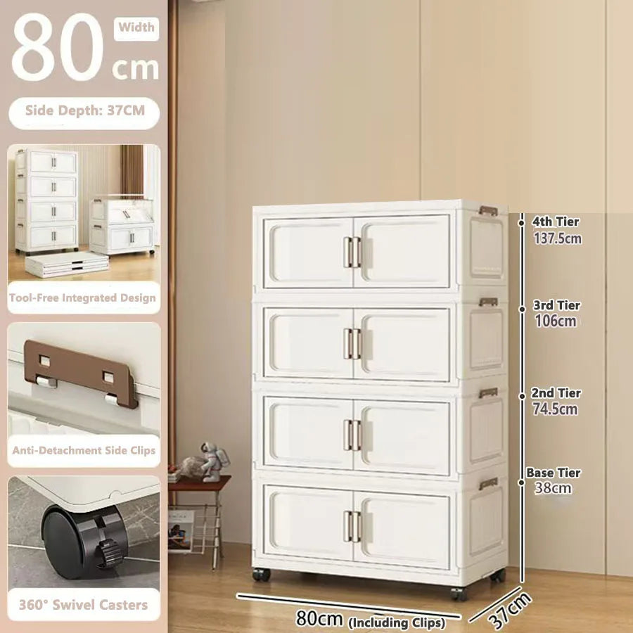 Storage Cabinet Folding Storage Box Home Living Room Toy Cabinet Storage Rack Snack Cabinet Installation-Free Kitchen Storage Cabinet Folding Storage Cabinet Organizer