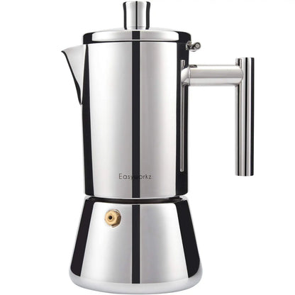 Cafetera italiana Easyworkz Diego para estufa, de acero inoxidable, para 4 tazas, 6.8 oz, de inducción