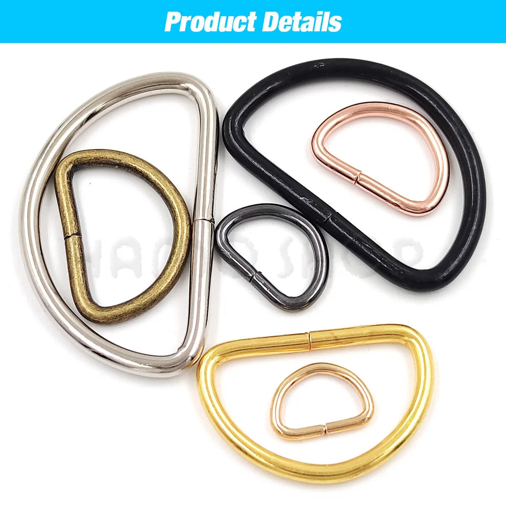 Hebilla ajustable de metal con anilla en D para correas de mochilas, bolsos, collares de gato y perros, accesorios de bricolaje, 20-1000 unidades