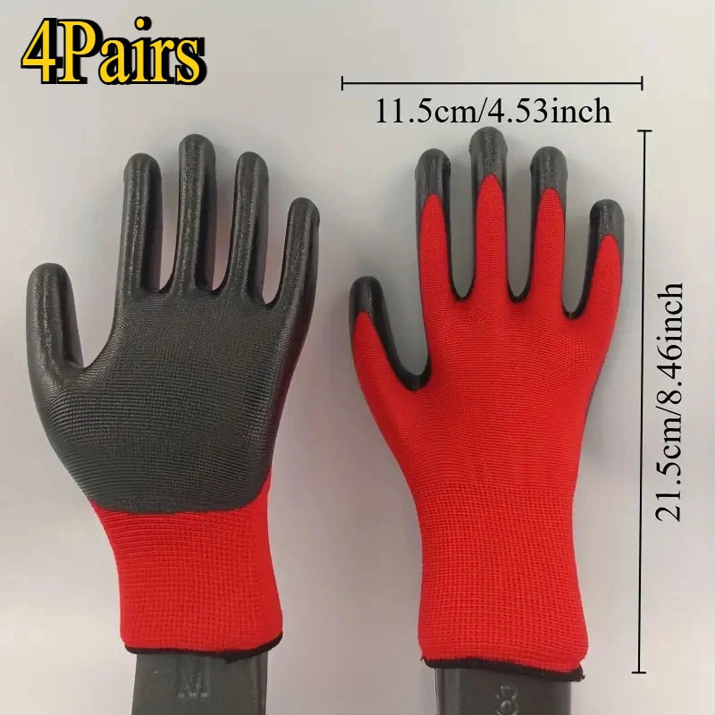 Multi functional work gloves, rubber coating, durable and safe grip, suitable for gardening and mechanical workers