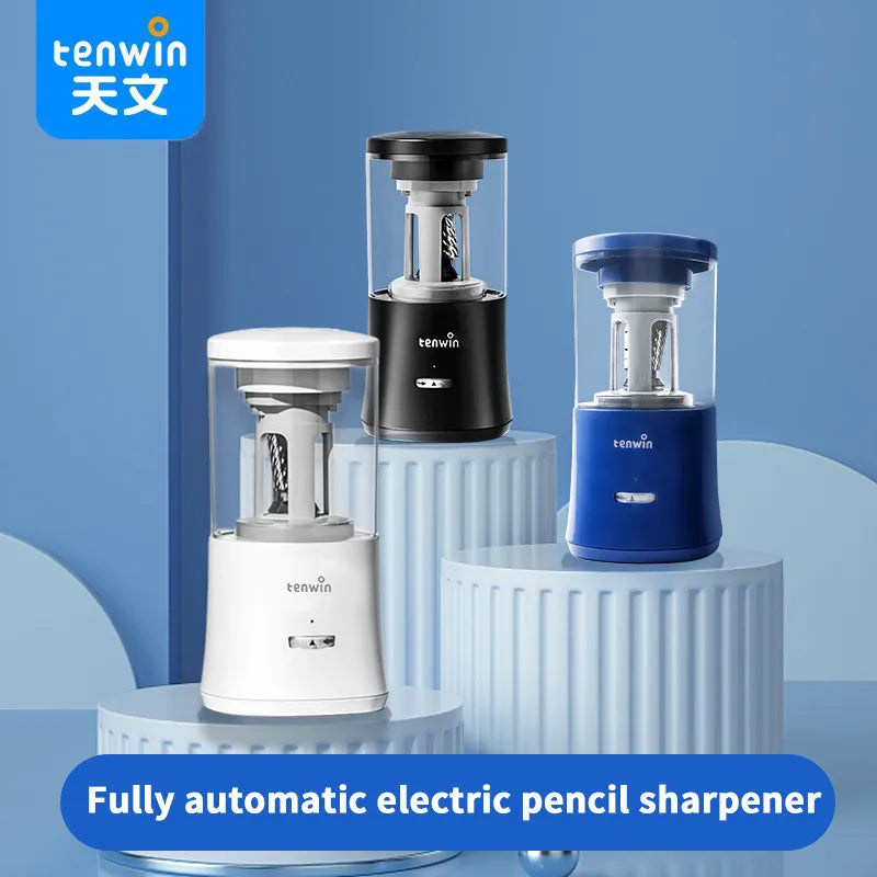 Tenwin Automatic Pencil Sharpener Electric Pencil Sharpener for Kids Rechargeable Rotary plug in USB Pencil Sharpener Stationery