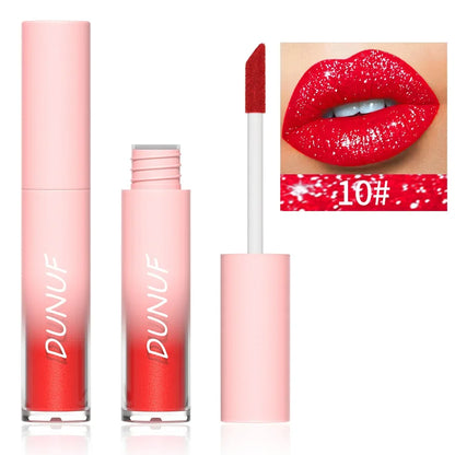 Lápiz labial líquido mate con brillo, resistente al agua, brillo de labios con efecto diamante, de larga duración, brillo de labios perlado, tinte labial para mujer, maquillaje cosmético, nuevo. 