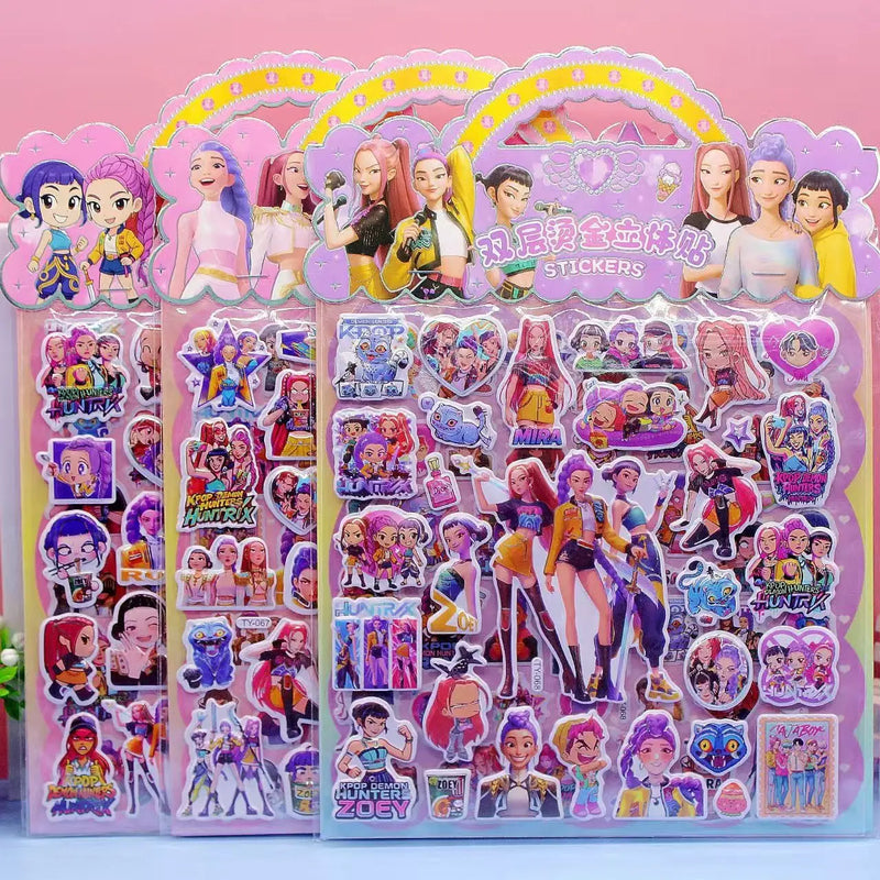 Kpop Demon Hunters Anime Laser Cut Sticker Tiger Rumi Mira Zoey Stickers Office Stationery and School Supplies Decoration