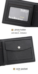 Slim Men Wallets New Short Zipper Card Holder Photo Holder Male Purse Simple Coin Pocket High Quality PU Leather Men's Wallet