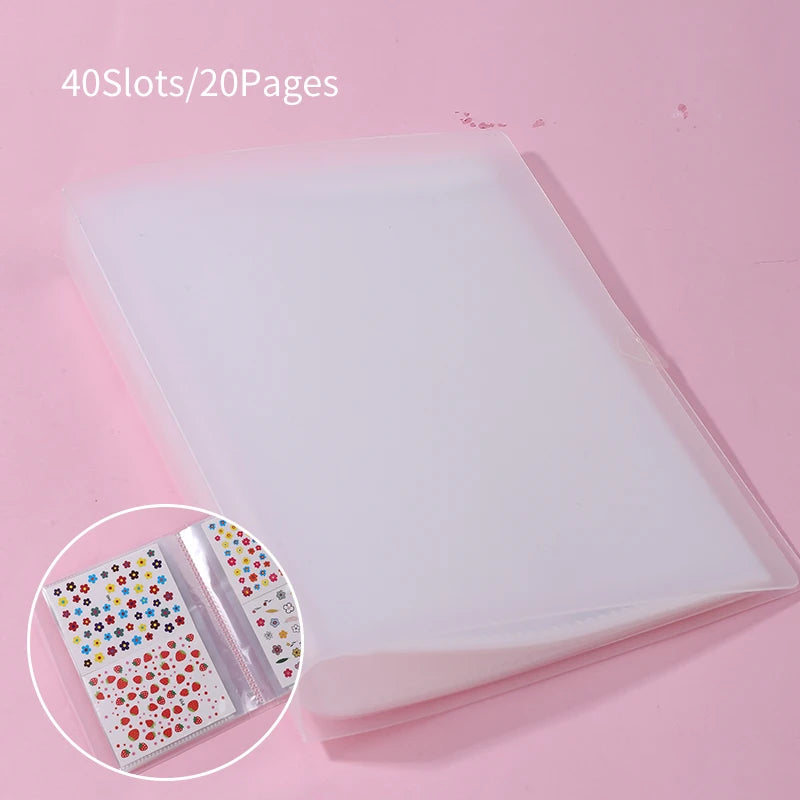 Album for Slides 40/100/120 Slots Album for Nails Stickers Sticker Storage Book Empty Organizer Nail Art Decals Collecting Tools