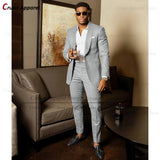 Blue Shawl Lapel Suit Male 2 Pieces Tailored Groom Wedding Suits Tuxedo Best Man Blazer Pants Trendy Fashion Marriage Costume