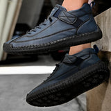 Handmade Leather Men's Casual Slip-On Loafers Breathable Leather Shoes Men's Flat Fashion Moccasins Tooling Shoes Plus Size