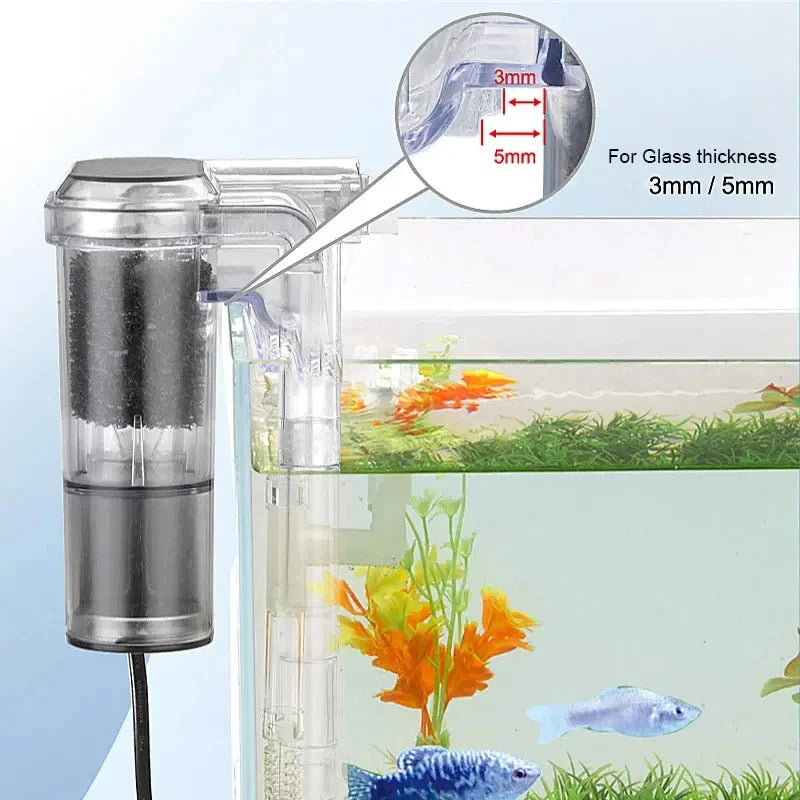 New Suspended Filter For Fish Tanks, Mini Filter, USB, 2.5W, 250H/L Suitable For Fish Tanks Below 30cm, Aquariums
