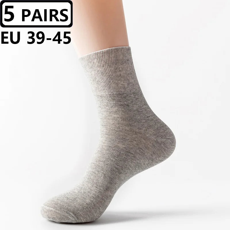 5 Pairs Plus Size EUR 45-50 Prevent Varicose Veins Socks Mens Diabetics Patients Cotton Loose Mouth Sock Man Women Comfort Meias