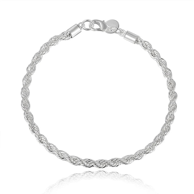 925 Sterling Silver Punk Figaro Bracelet Chain para Homens e Mulheres, Hip Hop Party Jewelry, Presentes de Moda, Atacado, Novo, 8"