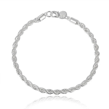 925 Sterling Silver Punk Figaro Bracelet Chain para Homens e Mulheres, Hip Hop Party Jewelry, Presentes de Moda, Atacado, Novo, 8"