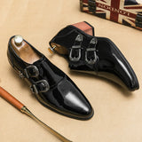 Luxury Designer Monk Leather Men's Shoes, High Heels, Polished, Double Buckle, Pointed Toe, Casual Shoes for Men, Party Wedding Shoes for Men