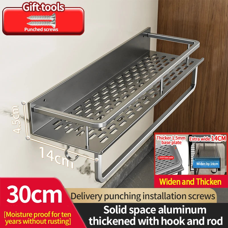 Aluminum Kitchen Rack Kitchen Shelf Toilet Storage No Drill Hanging Rack Bathroom Organizer Hang on the Wall Kitchen