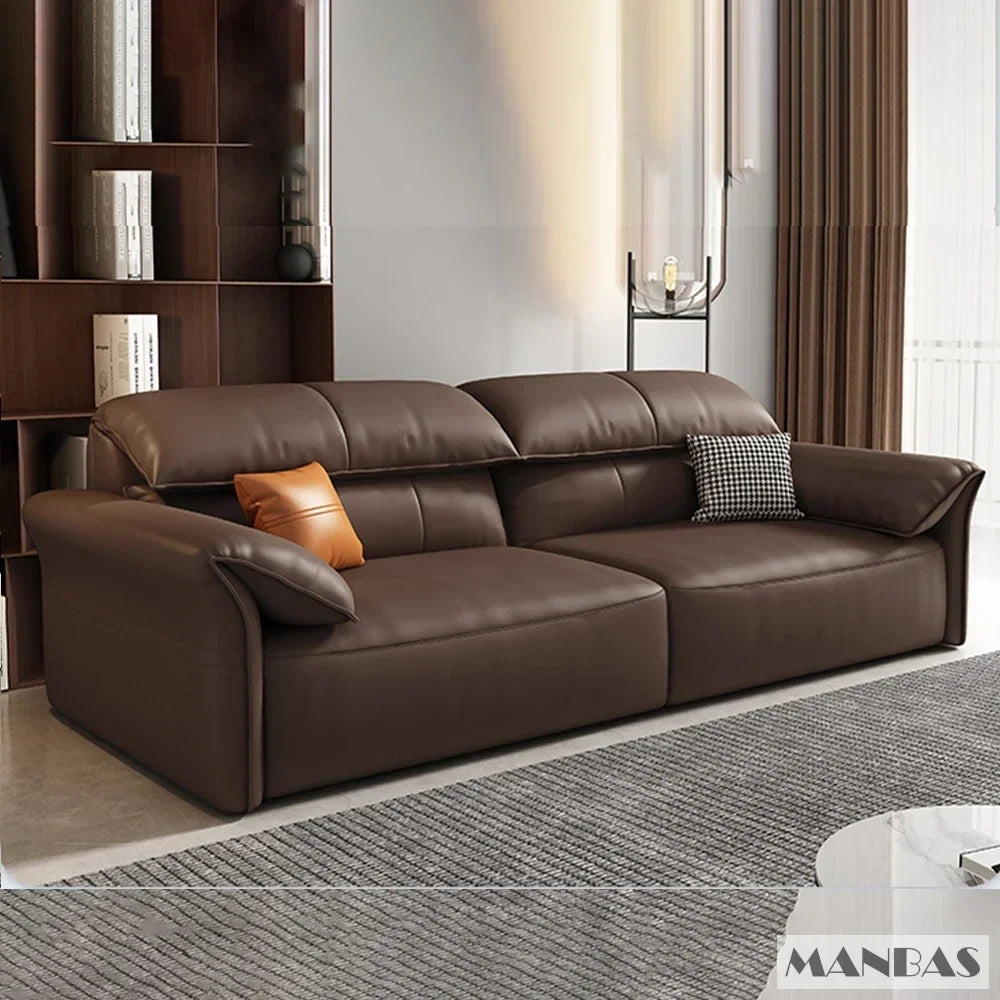 Electric Genuine Leather Sofa Bed Convertible Recliner – Modern Sectional Sleeper Couch with Adjustable Seats and Chaise Lounge
