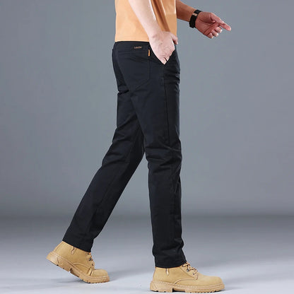 Men's High Quality Pure Cotton Classic Solid Color Casual Pants Business Stretch Slim Straight Brand Trousers Male Autumn New