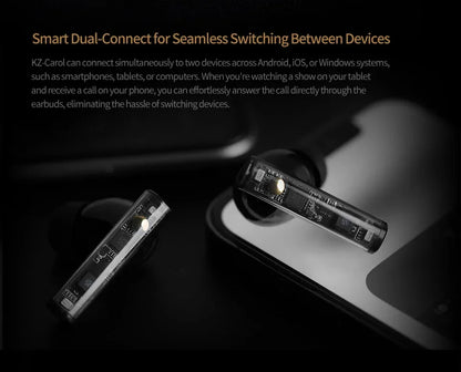 Auriculares intraaurales KZ Carol TWS Bluetooth 5.3 con cancelación activa de ruido, 6 micrófonos, inalámbricos, impermeables, estéreo, de alta fidelidad