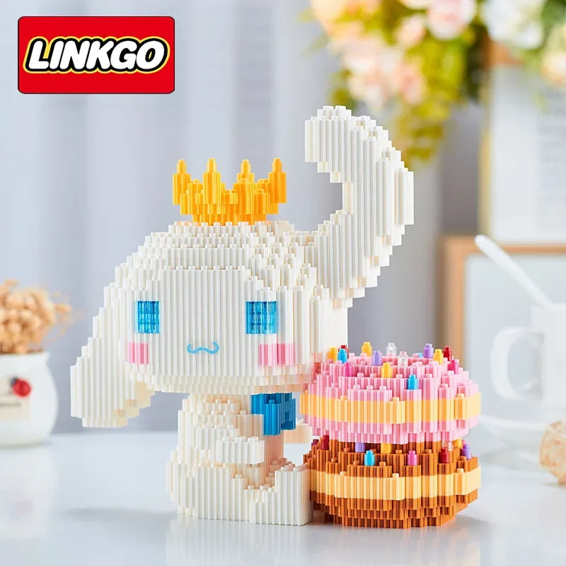 Linkgo Sanrio Building Block Pen Holder Luffy Stitch Chopper Pochacco Kuromi DIY Assembly Super Mario Puzzle Mini Bricks Toys
